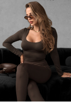 Body z dekoltem Come Over čokoládové