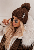 Pleciona Čiapka z wełną Laponia ciemnoczekoladowa