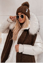 Pleciona Čiapka z wełną Laponia ciemnoczekoladowa