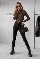 Prążkowana Blúzka z półgolfem Believe In Tomorrow ciemnoczekoladowa