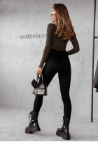 Prążkowana Blúzka z półgolfem Believe In Tomorrow ciemnoczekoladowa