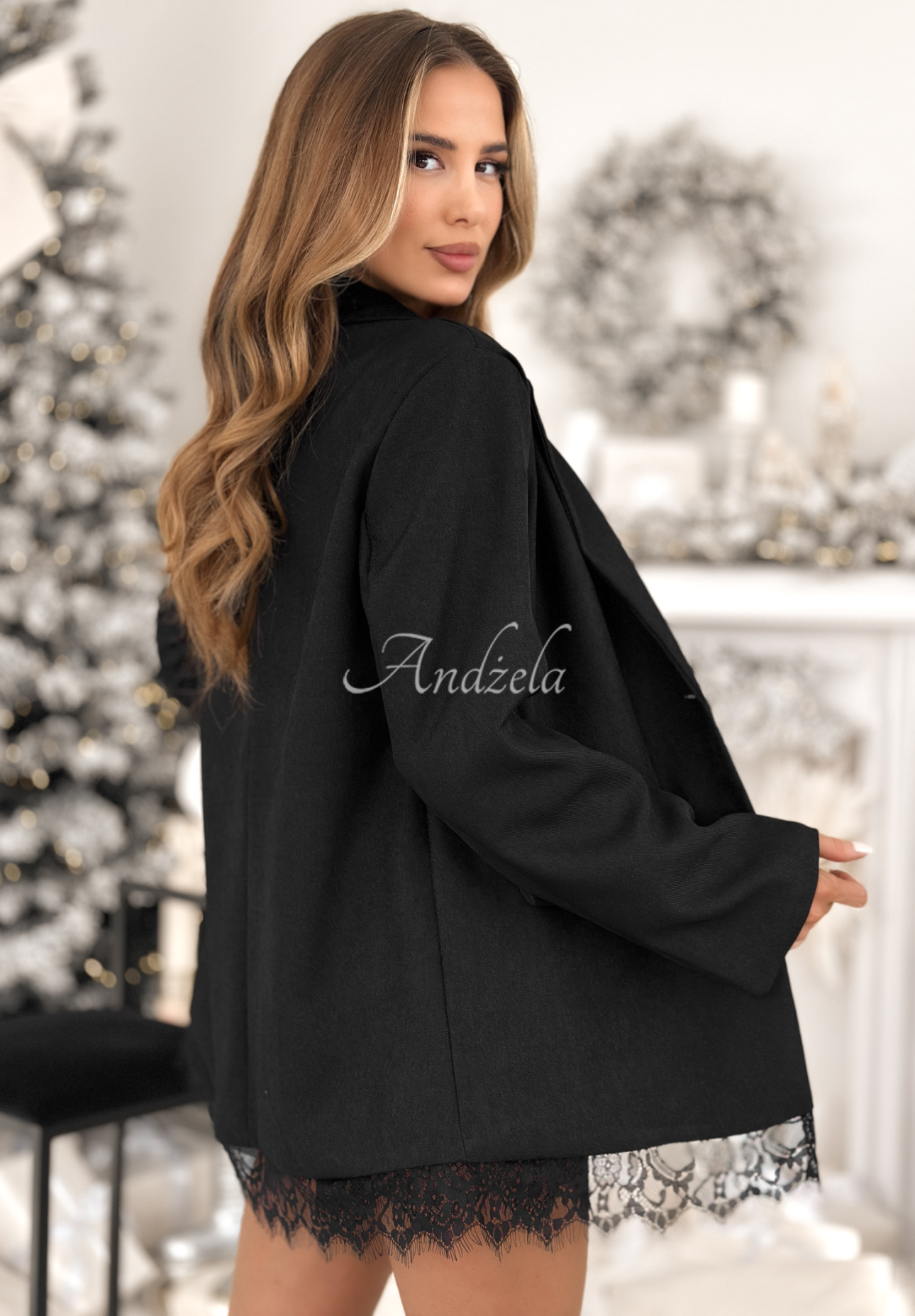 Sako s čipkou Almost Forever čierna