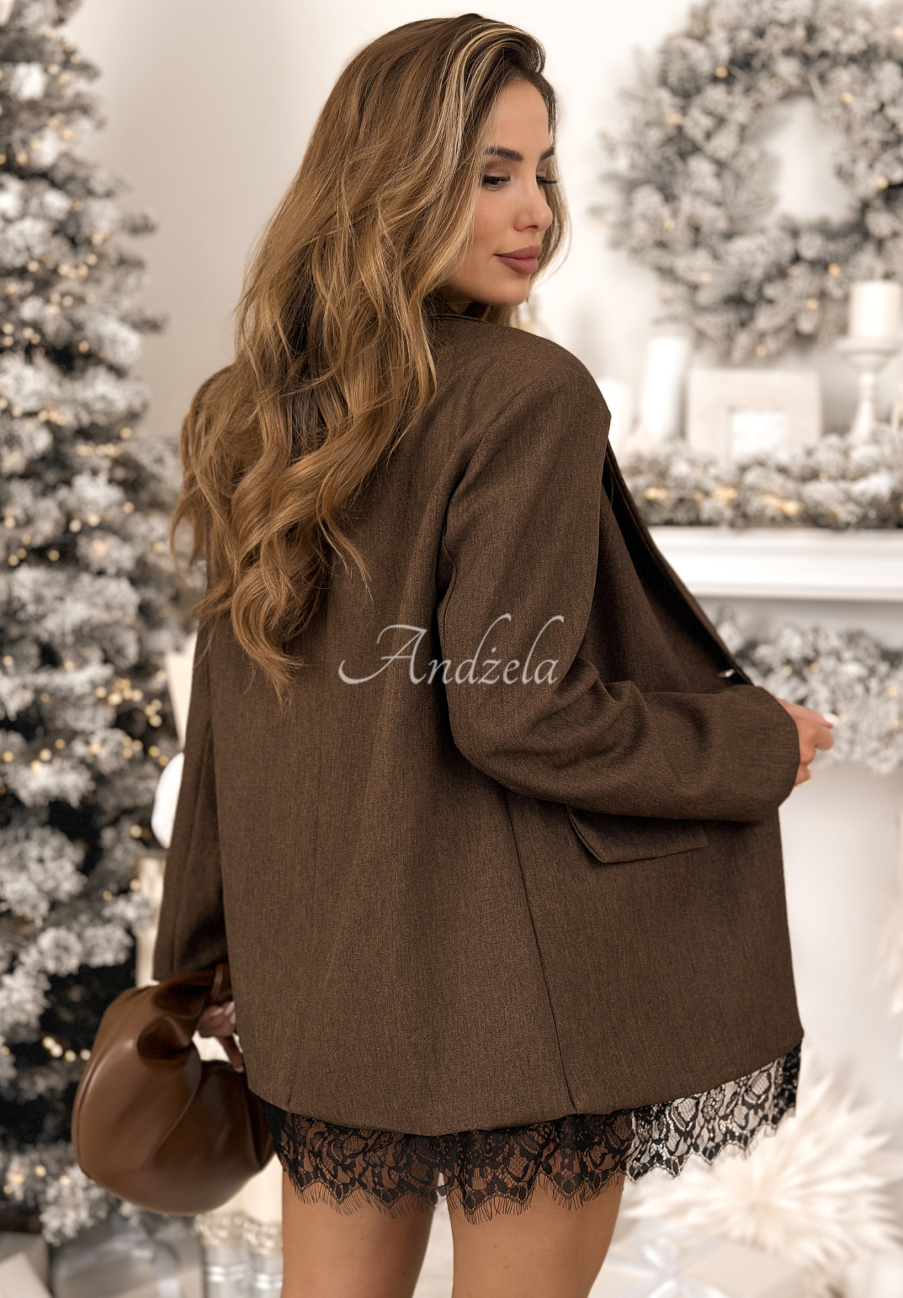 Sako s čipkou Almost Forever čokoládová