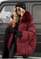 Prešívaná Bunda z futerkiem Cold Without You bordová