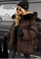 Prešívaná Bunda z futerkiem Cold Without You čokoládová