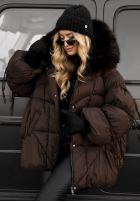 Prešívaná Bunda z futerkiem Cold Without You čokoládová