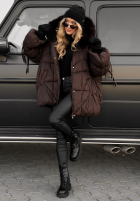 Prešívaná Bunda z futerkiem Cold Without You čokoládová