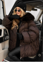 Prešívaná Bunda z futerkiem Cold Without You čokoládová