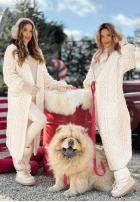 Dlhý ozdobnie pleciony kardigan Wrap Yourself ecru