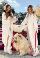 Dlhý ozdobnie pleciony kardigan Wrap Yourself ecru