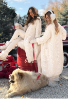 Dlhý ozdobnie pleciony kardigan Wrap Yourself ecru