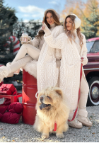 Dlhý ozdobnie pleciony kardigan Wrap Yourself ecru