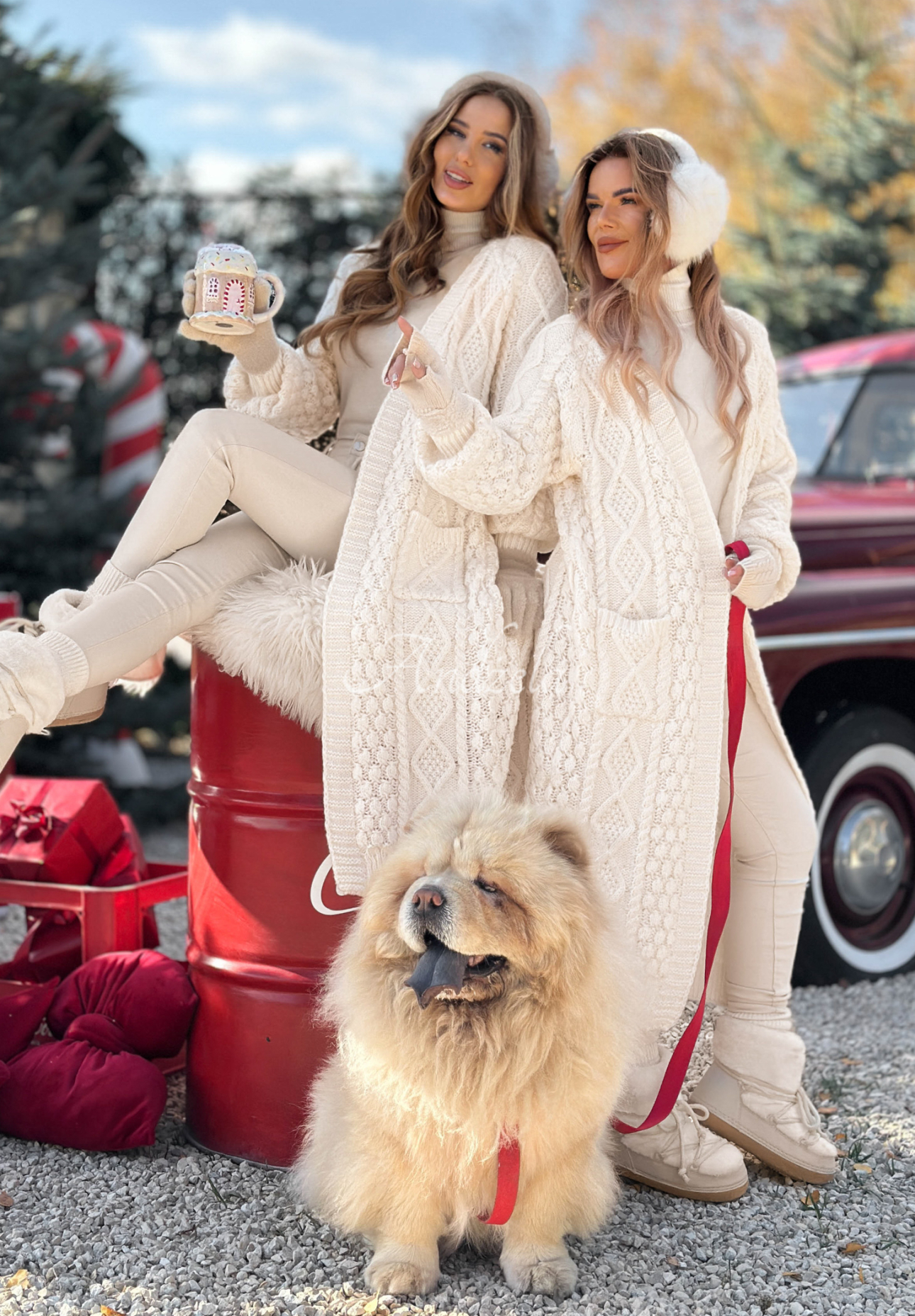 Dlhý ozdobne pletený kardigan Wrap Yourself ecru