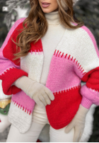 Krótki kardigan Cold Coffee różowo-červený