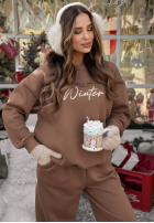 Tepláková súprava Mikina i Nohavice So Happy Because Winter čokoládový