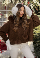 Sveter s kapucňou i futerkiem Cinnamon Tea čokoládový