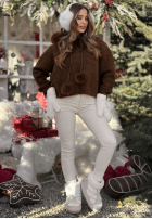 Sveter s kapucňou i futerkiem Cinnamon Tea čokoládový