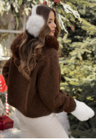 Sveter s kapucňou i futerkiem Cinnamon Tea čokoládový