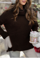 Sveter oversize z golfem Peaceful čokoládový