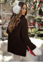 Sveter oversize z golfem Peaceful čokoládový