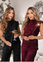 Cekinowa Blúzka z marszczeniami Shiny Obsession bordová