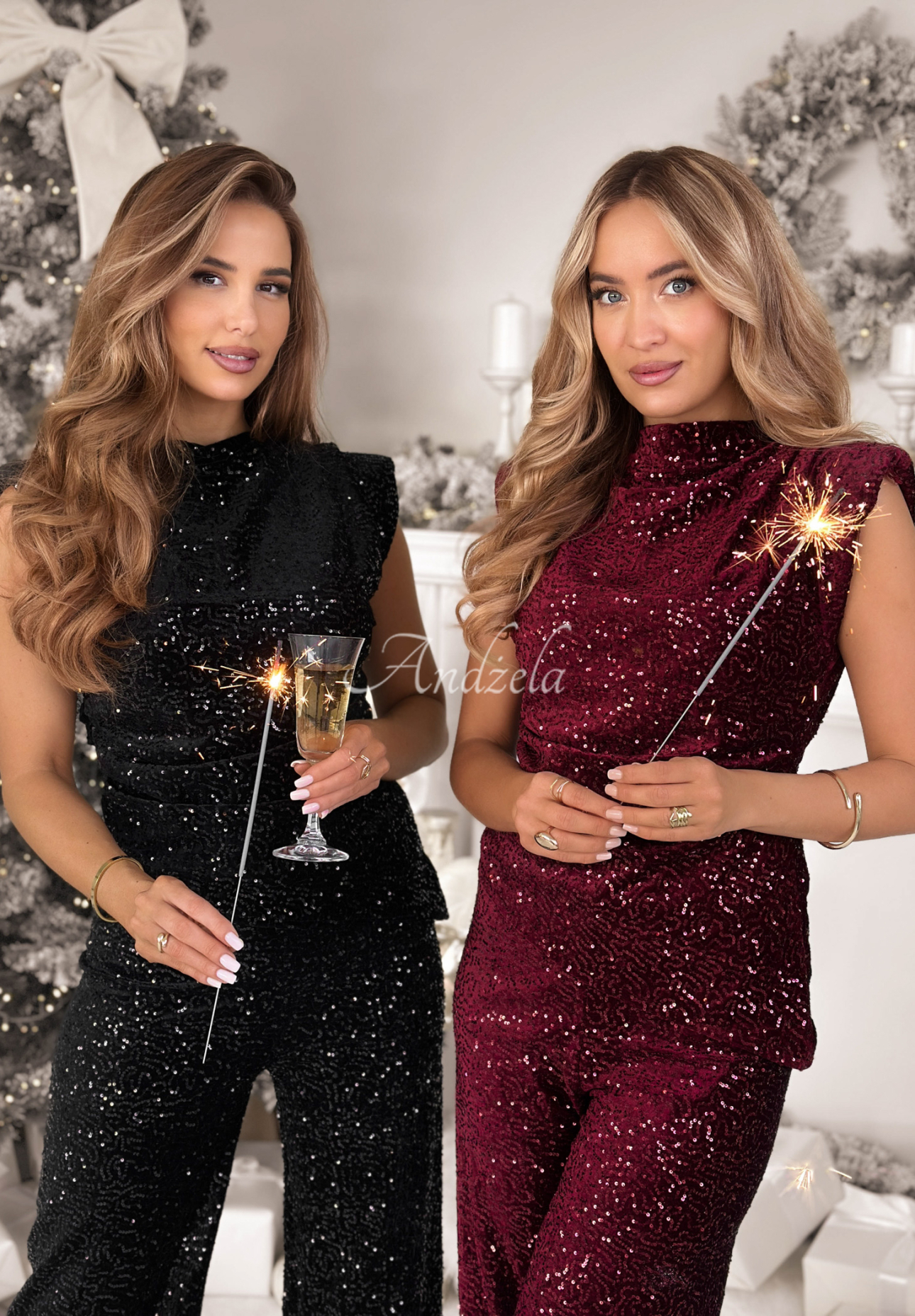 Flitrovaná blúzka s riasením The Mistletoe Lady bordová