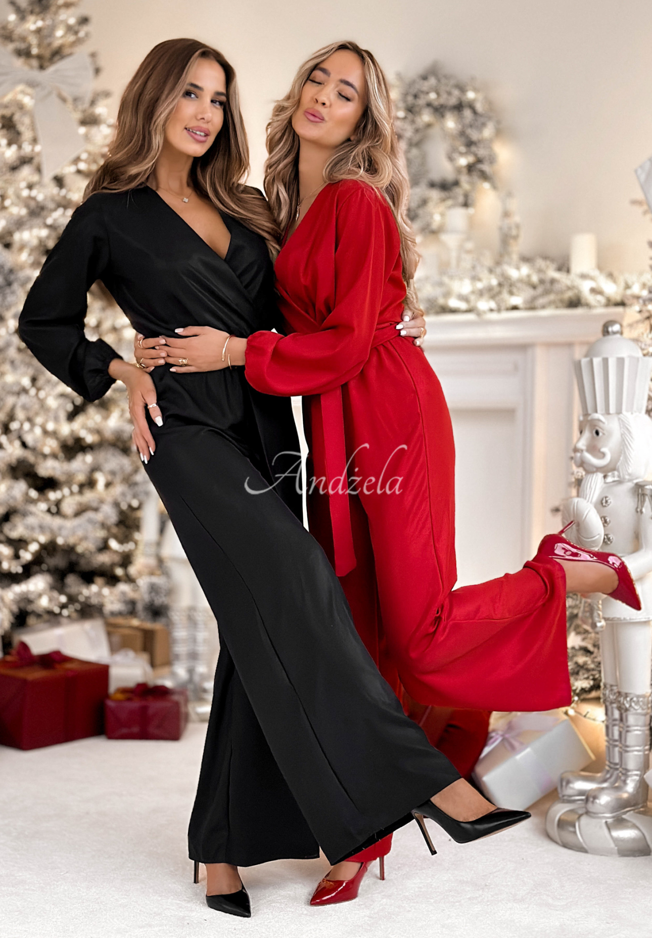 Dlhý lesklý overal s viskózou Mistletoe &amp; Wine čierne