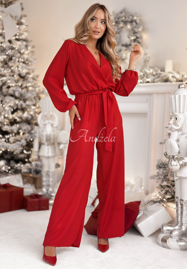 Dlh&yacute; leskl&yacute; overal s visk&oacute;zou Mistletoe & Wine červen&yacute;