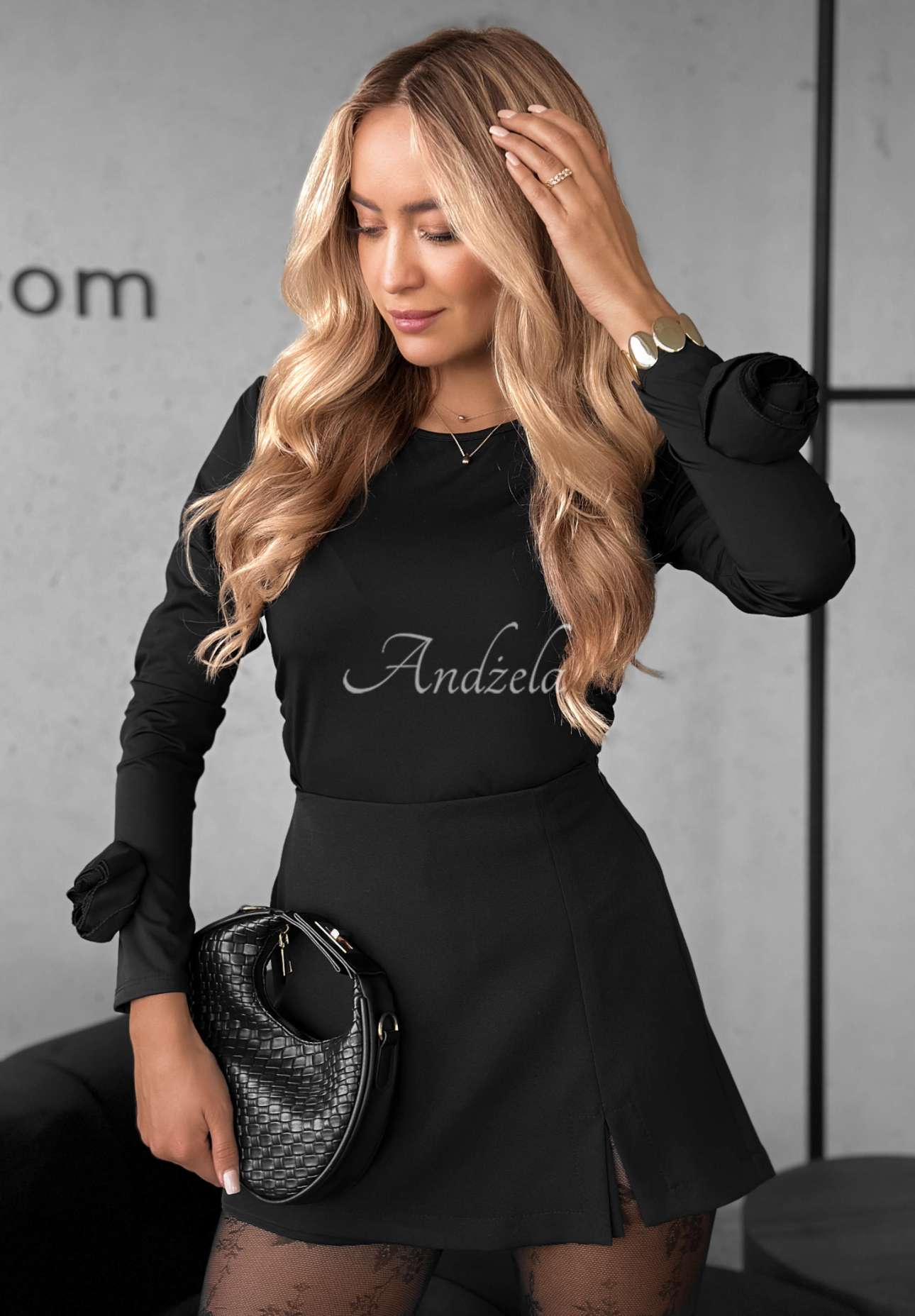 Blúzka s ozdobnými ružami Rose All Day čierna