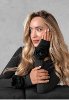 Blúzka z ozdobnymi różami Rose All Day čierna