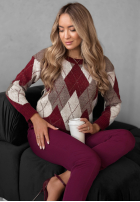 Sveter w romby Lone Pine bordová