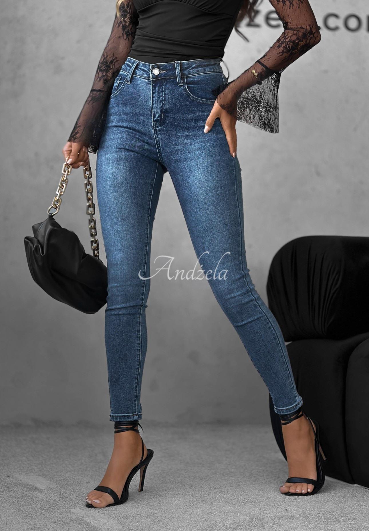 Džínsy skinny Not Too Much modré