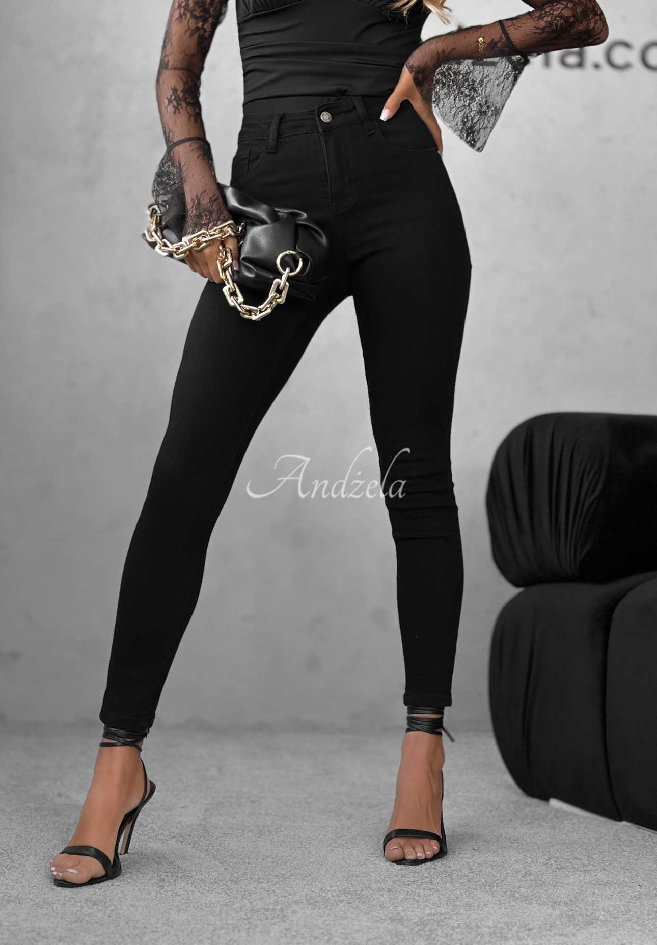 Džínsy skinny Not Too Much čierne