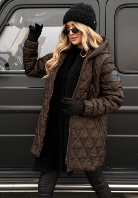 Prešívaná bunda s kapucňou Chilly Nights čokoládová