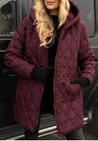 Prešívaná Bunda s kapucňou Chilly Nights bordová