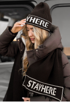 Súprava Čiapka i szali Stay Here Winter čokoládový