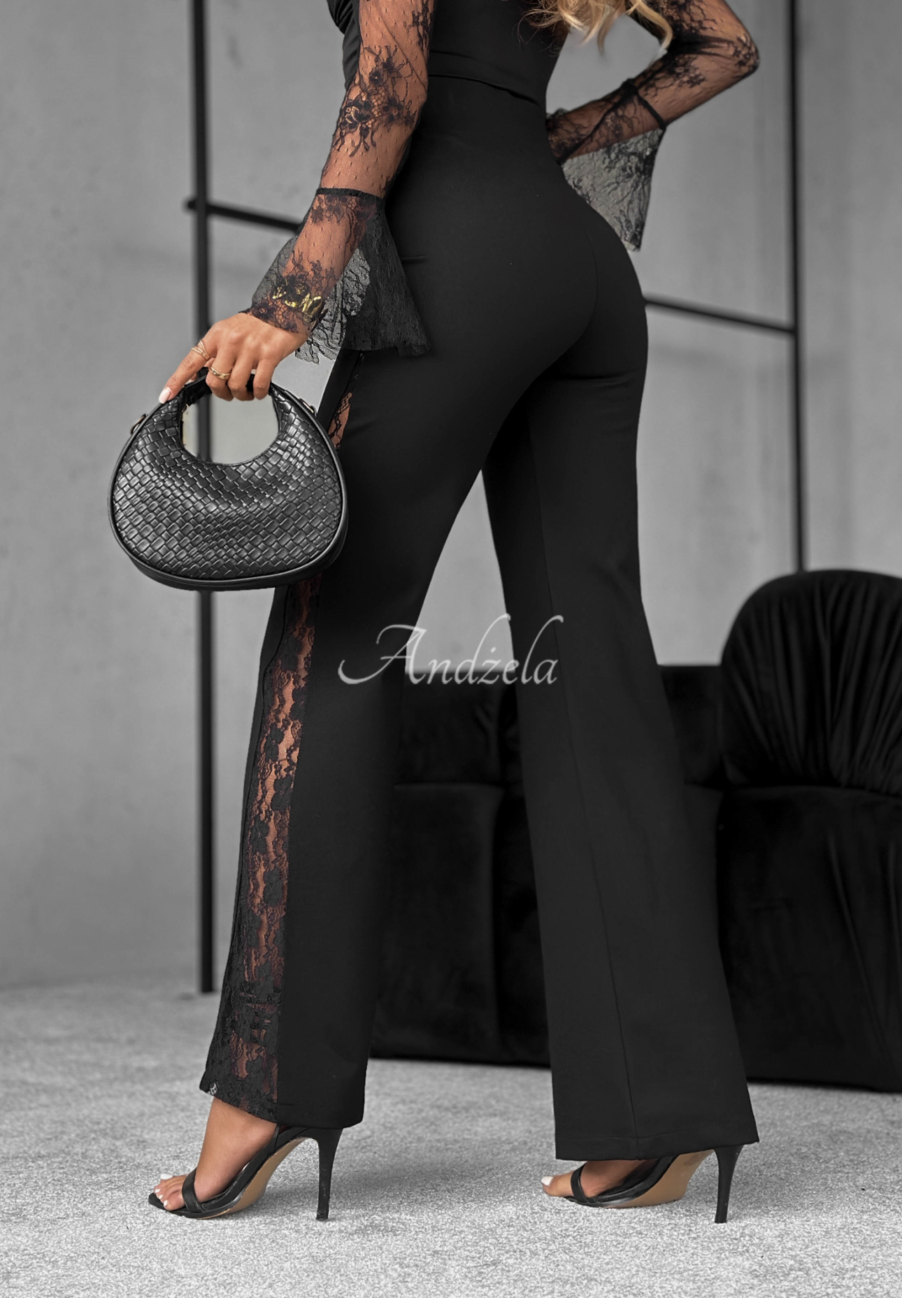 Viskózové nohavice s čipkou Dear Men čierne