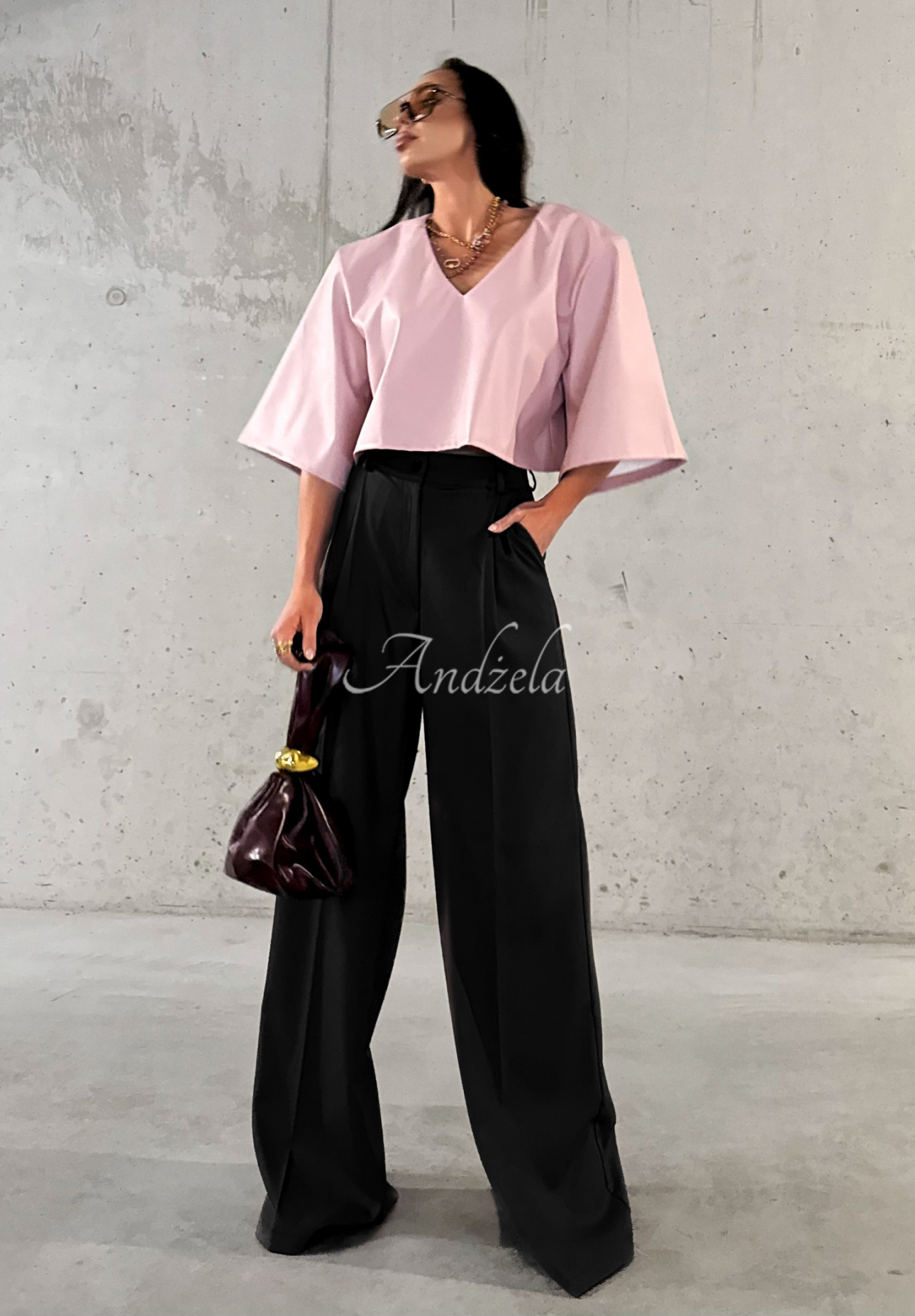 Elegantné nohavice wide leg z viskózy La Milla Coffee First čierne