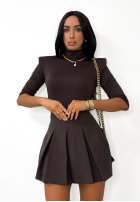 Plisowane spódnico-spodenki mini La Milla Casa De Moda čokoládové