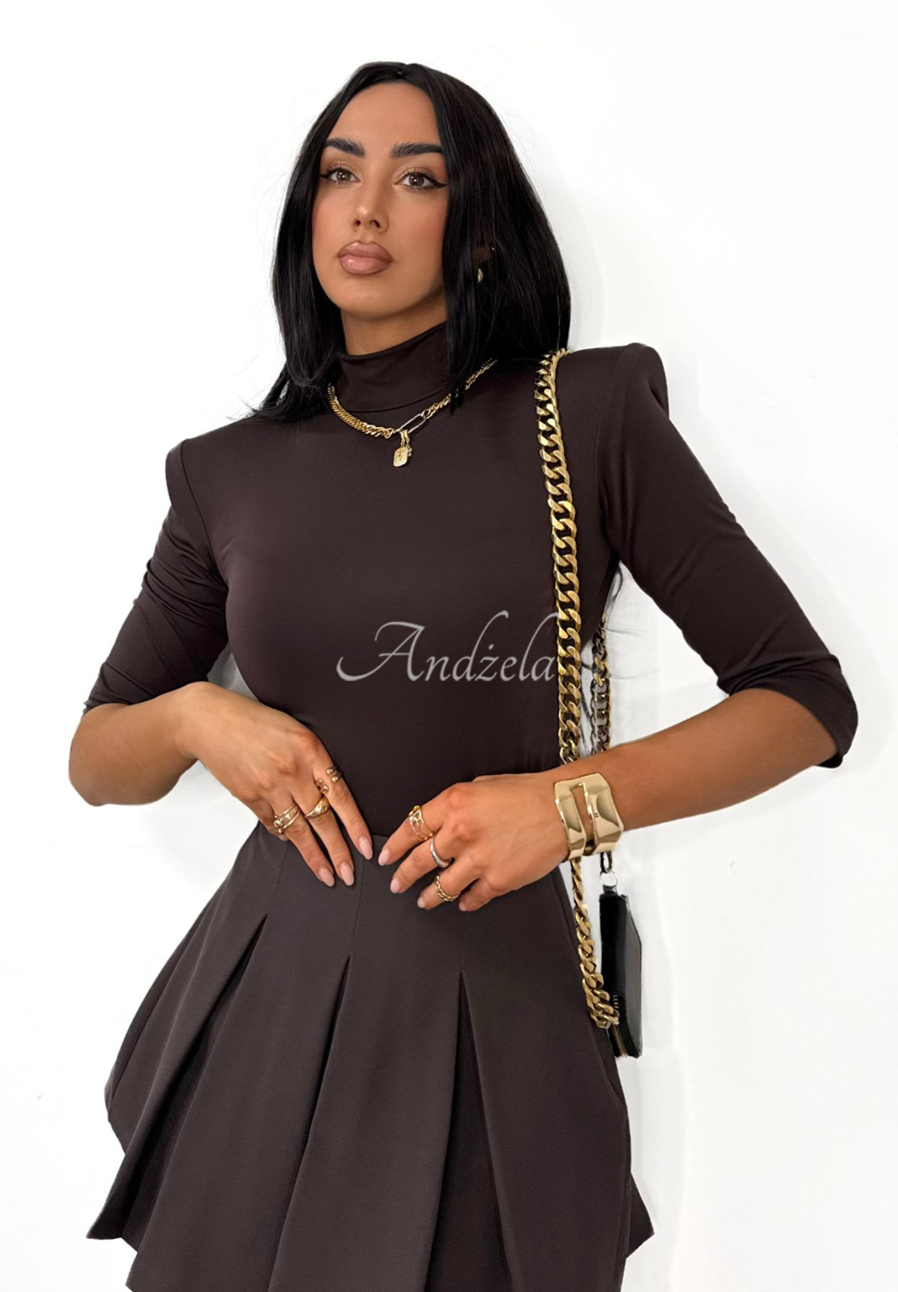 Plisované sukňo-šortky mini La Milla Casa De Moda čokoládové