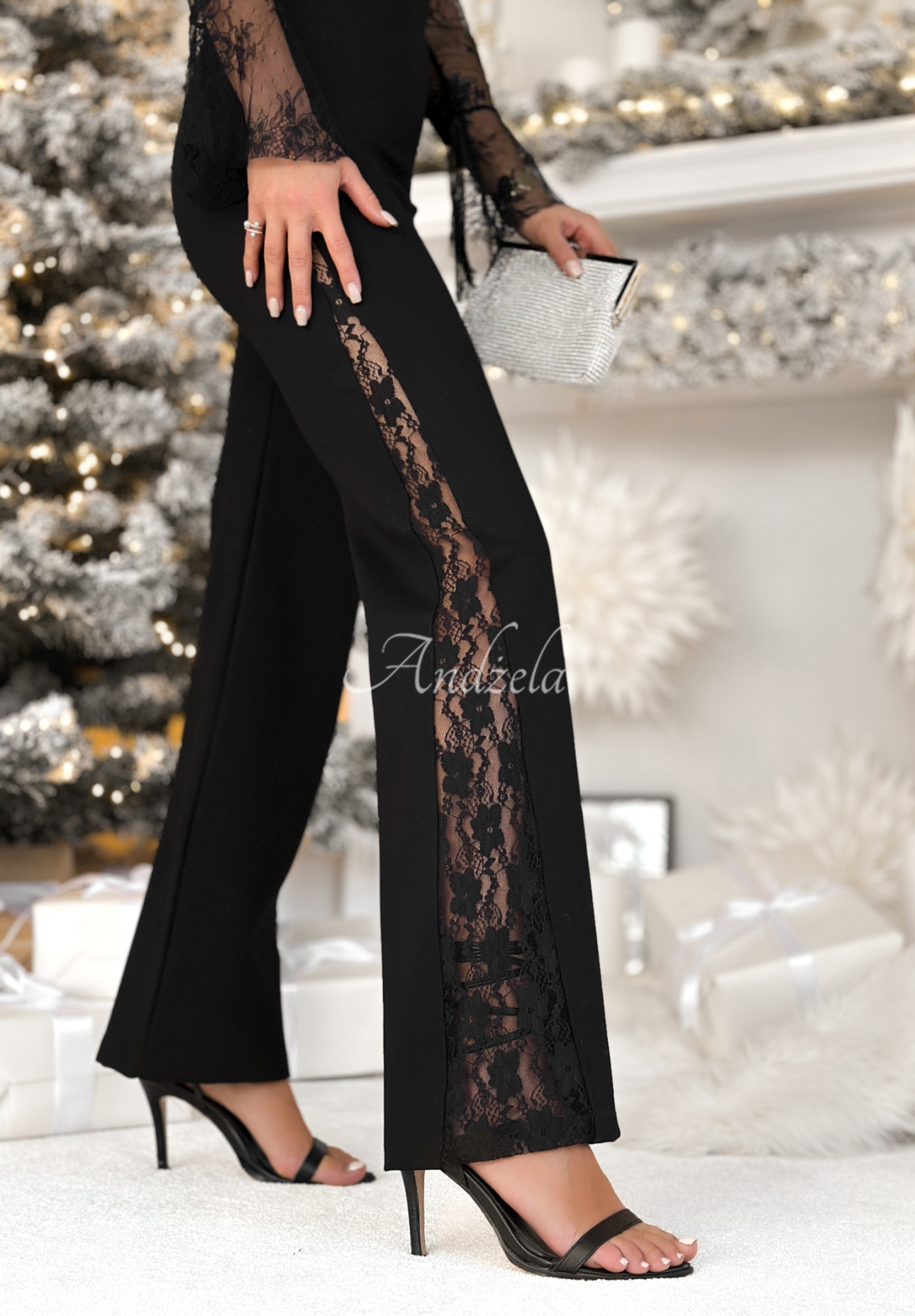 Viskózové nohavice s čipkou Dear Men čierne