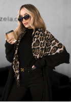 Šatky z frędzlami w panterkę Wild Cold béžovo-čierna