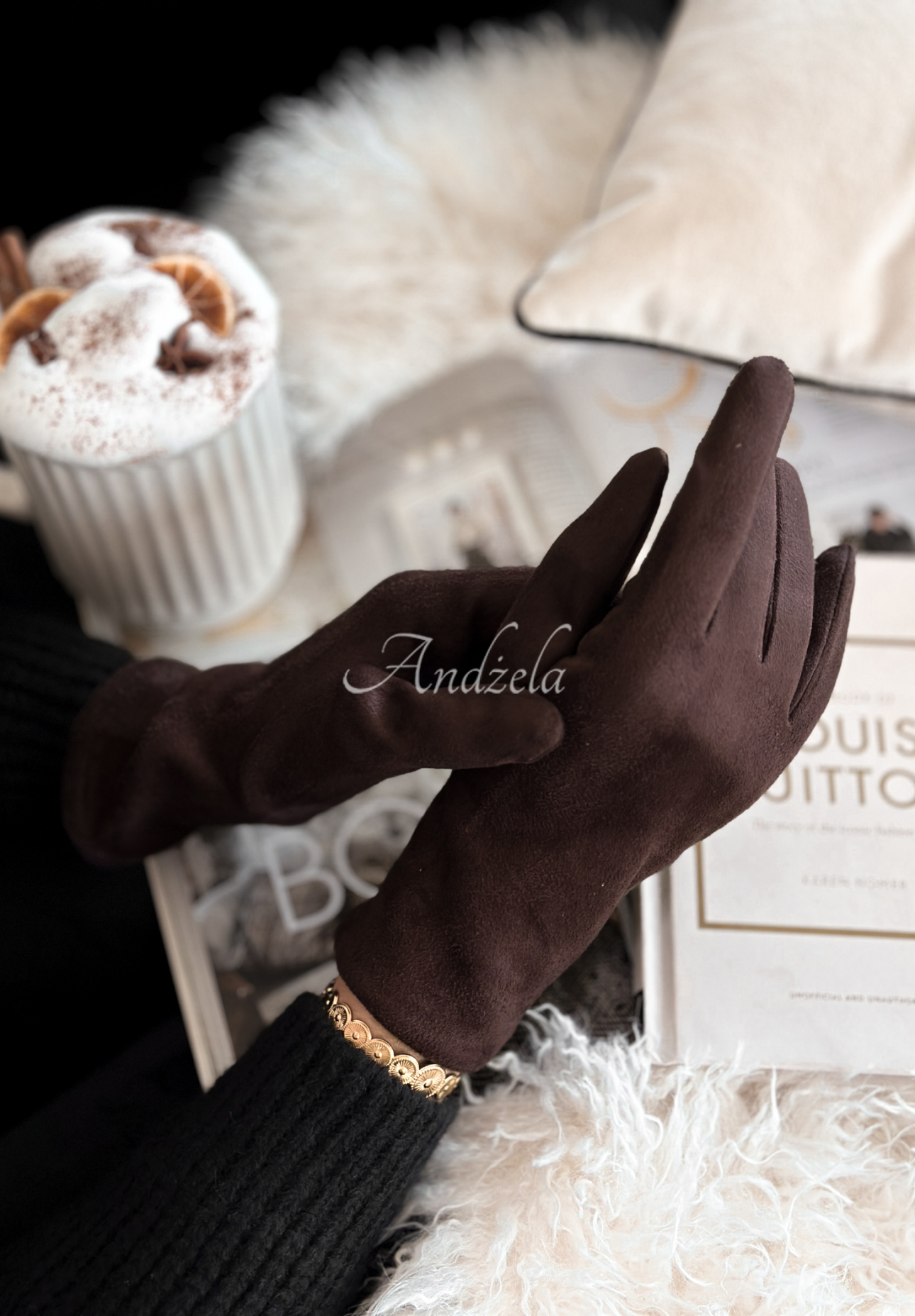 Semišové rukavice Season Of Rest čokoládové