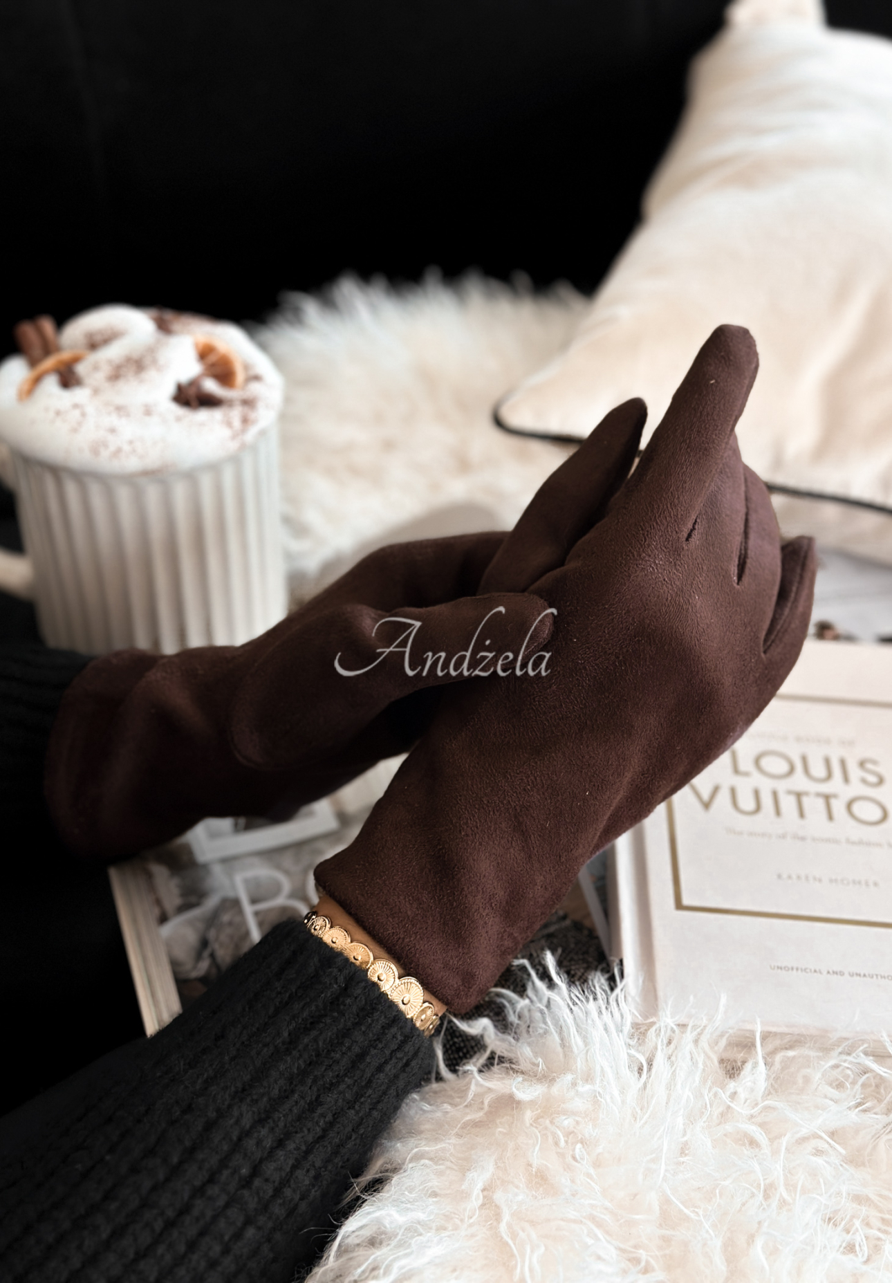 Semišové rukavice Season Of Rest čokoládové