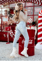 Ľahký Rebrovaný Sveter z golfem Restful Pause béžový