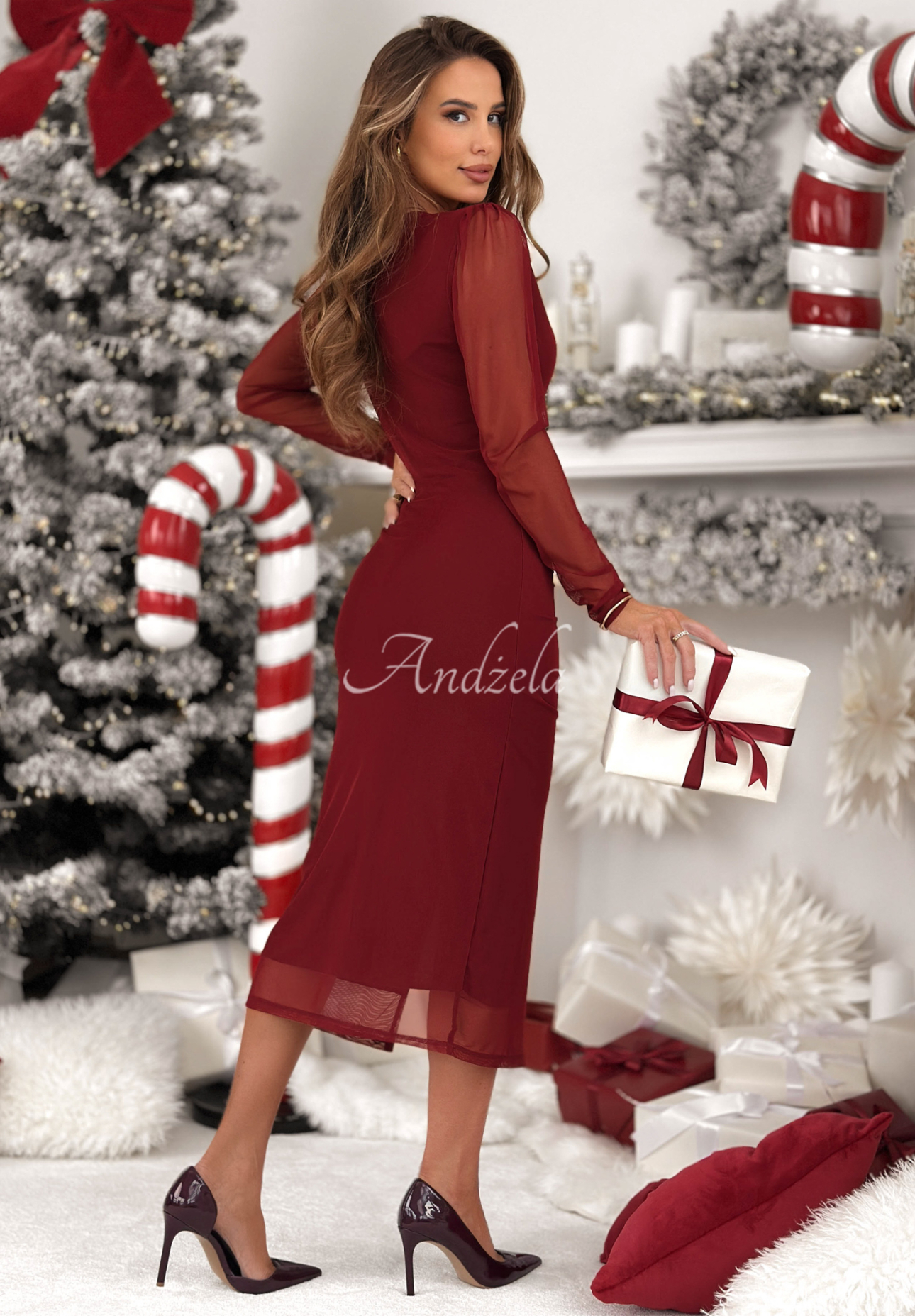 Sukňa s riasením a rozparkom Dance All Night bordová