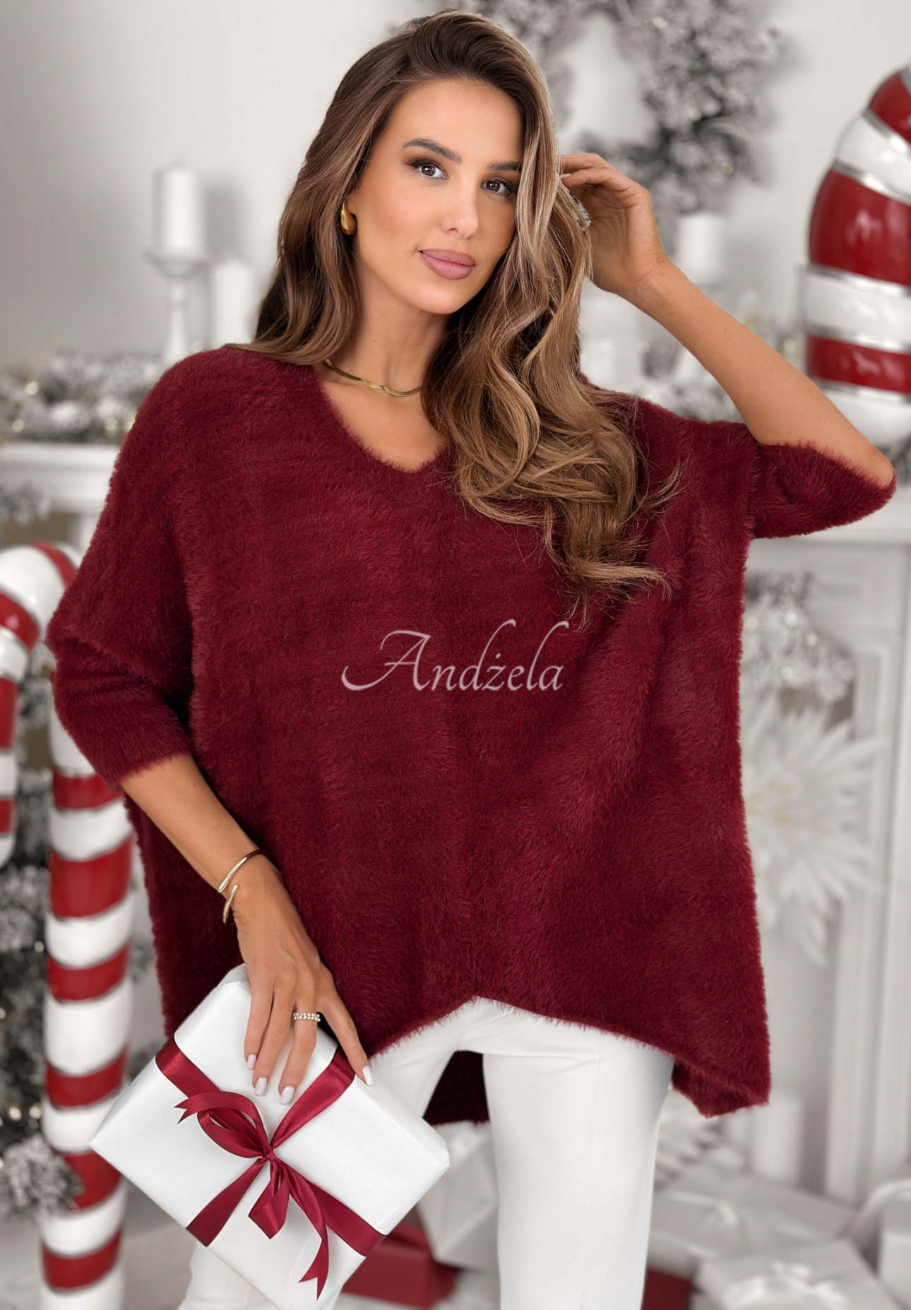 Sveter oversize Touches Heaven bordová