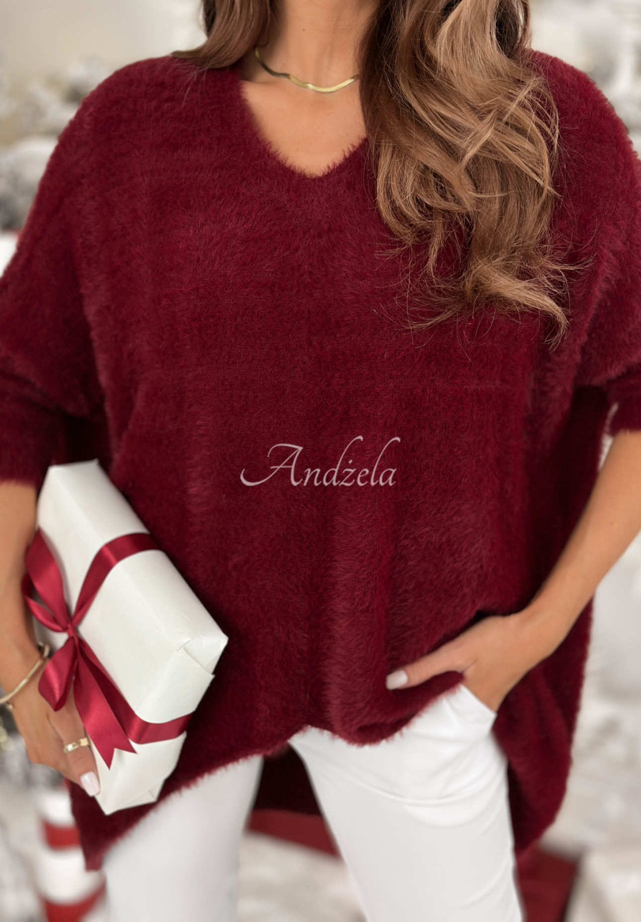 Sveter oversize Touches Heaven bordová