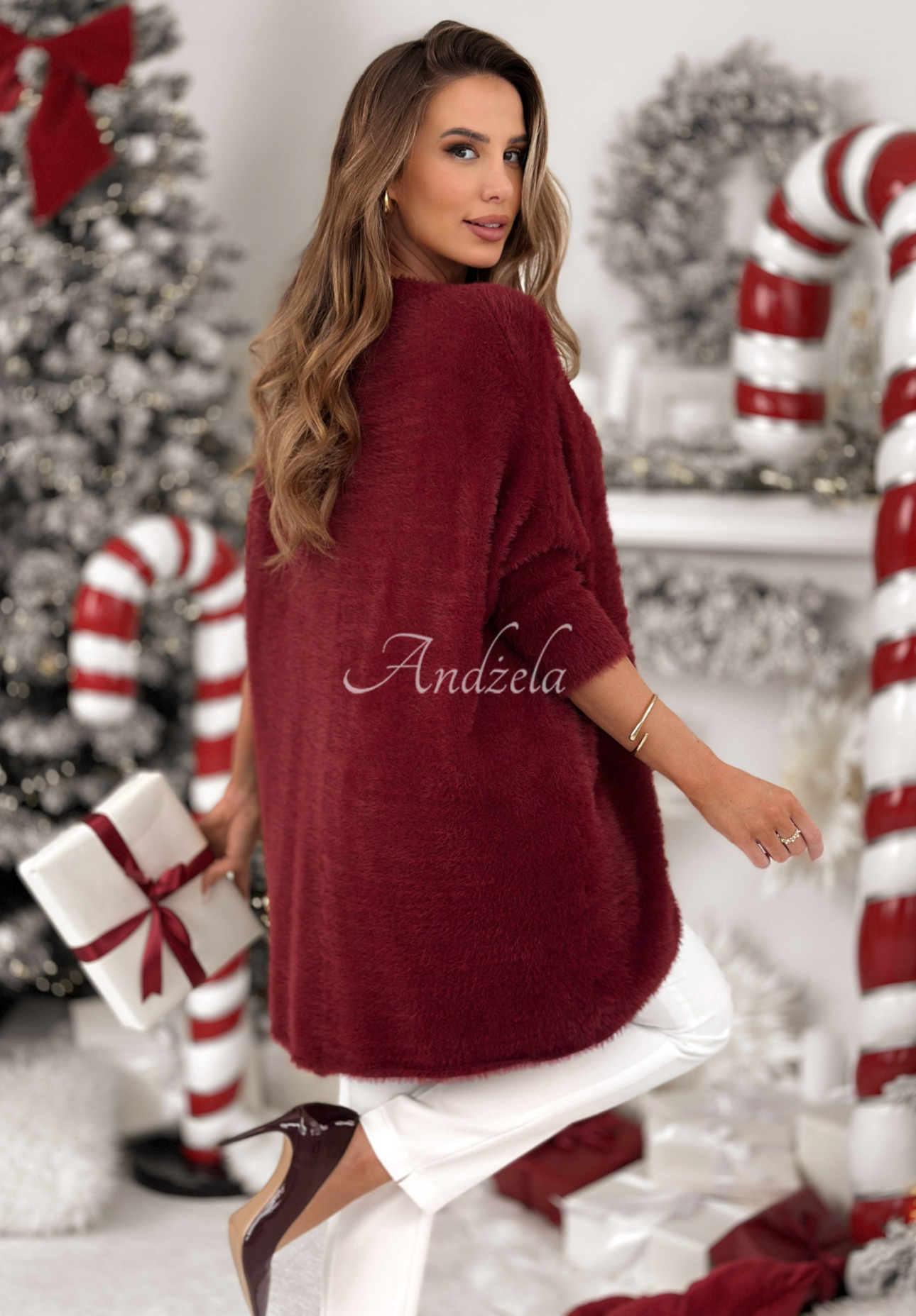 Sveter oversize Touches Heaven bordová