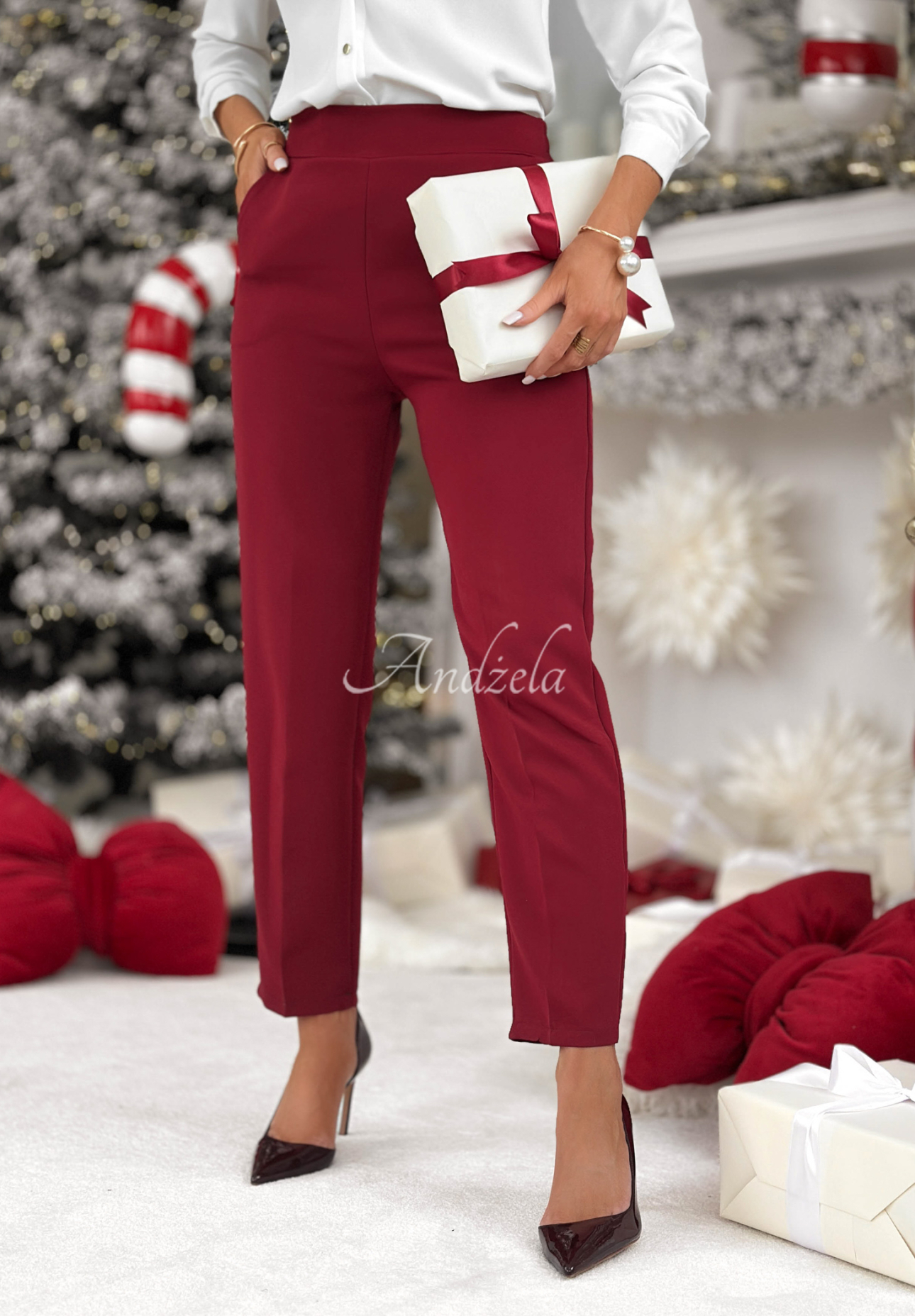 Cigaretové nohavice No Idea bordové